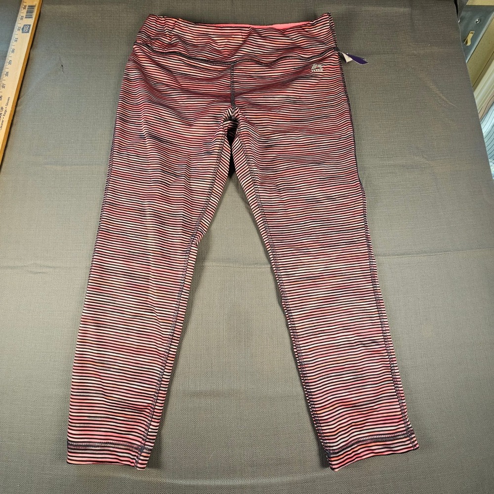 RBX Live Life Active Womens Striped Cropped Leggings Pink Purple  Black Large
